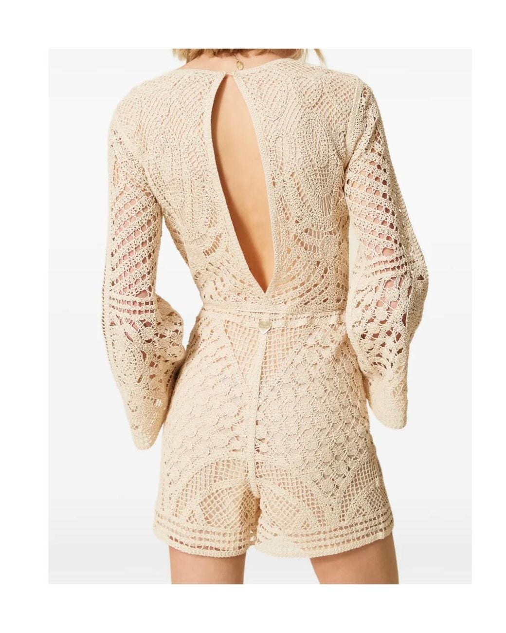 Twinset Natural Crochet-Knit Playsuit