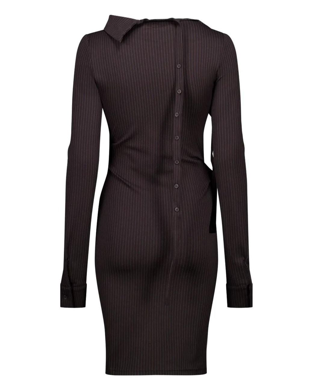OTTOLINGER Black Ada Pinstriped Mini Dress