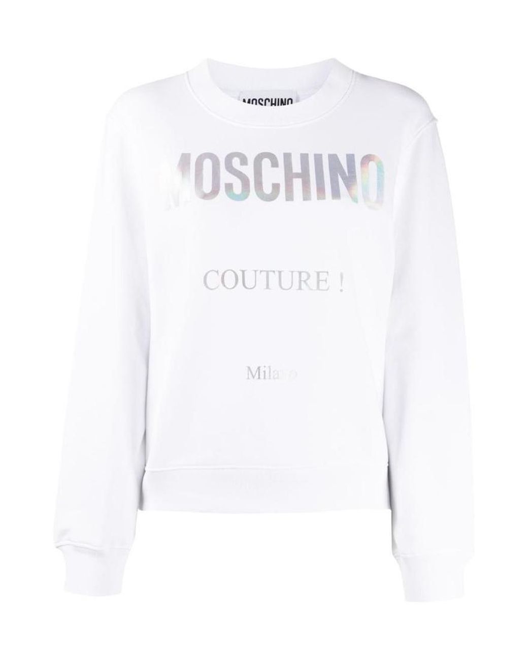 Moschino White Logo Printed Hoodie