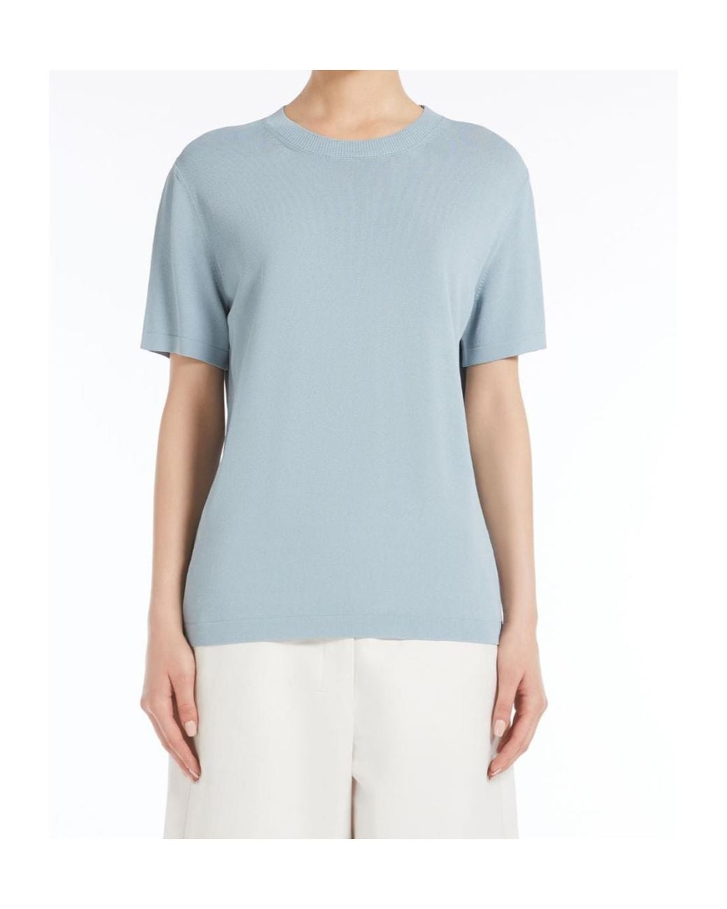 Max Mara Blue Short-Sleeved Pullover