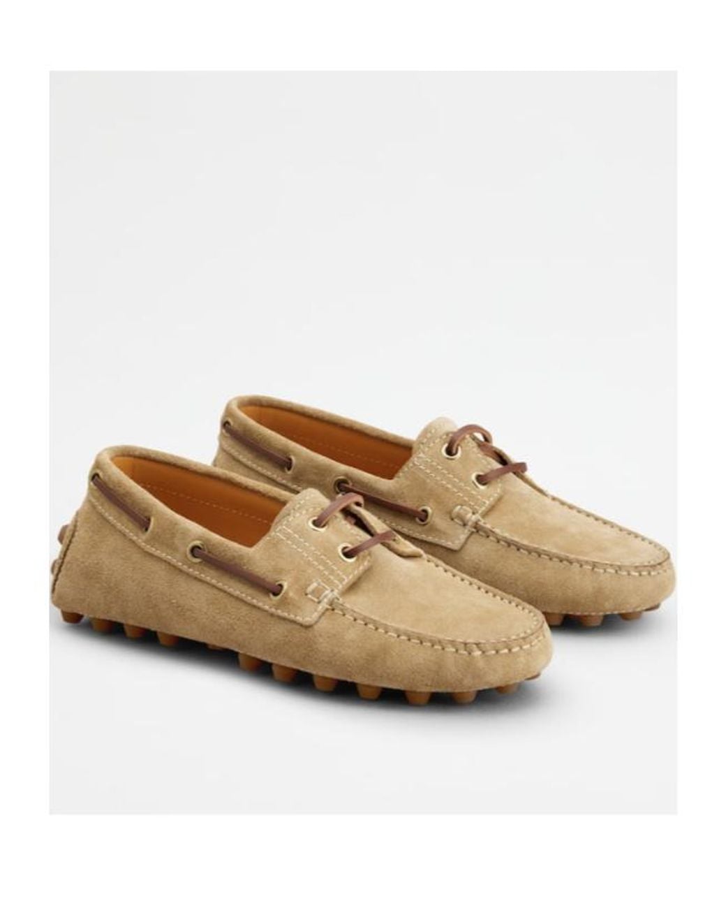 Tod's Brown Boat Gommino Bubble Flat Shoes