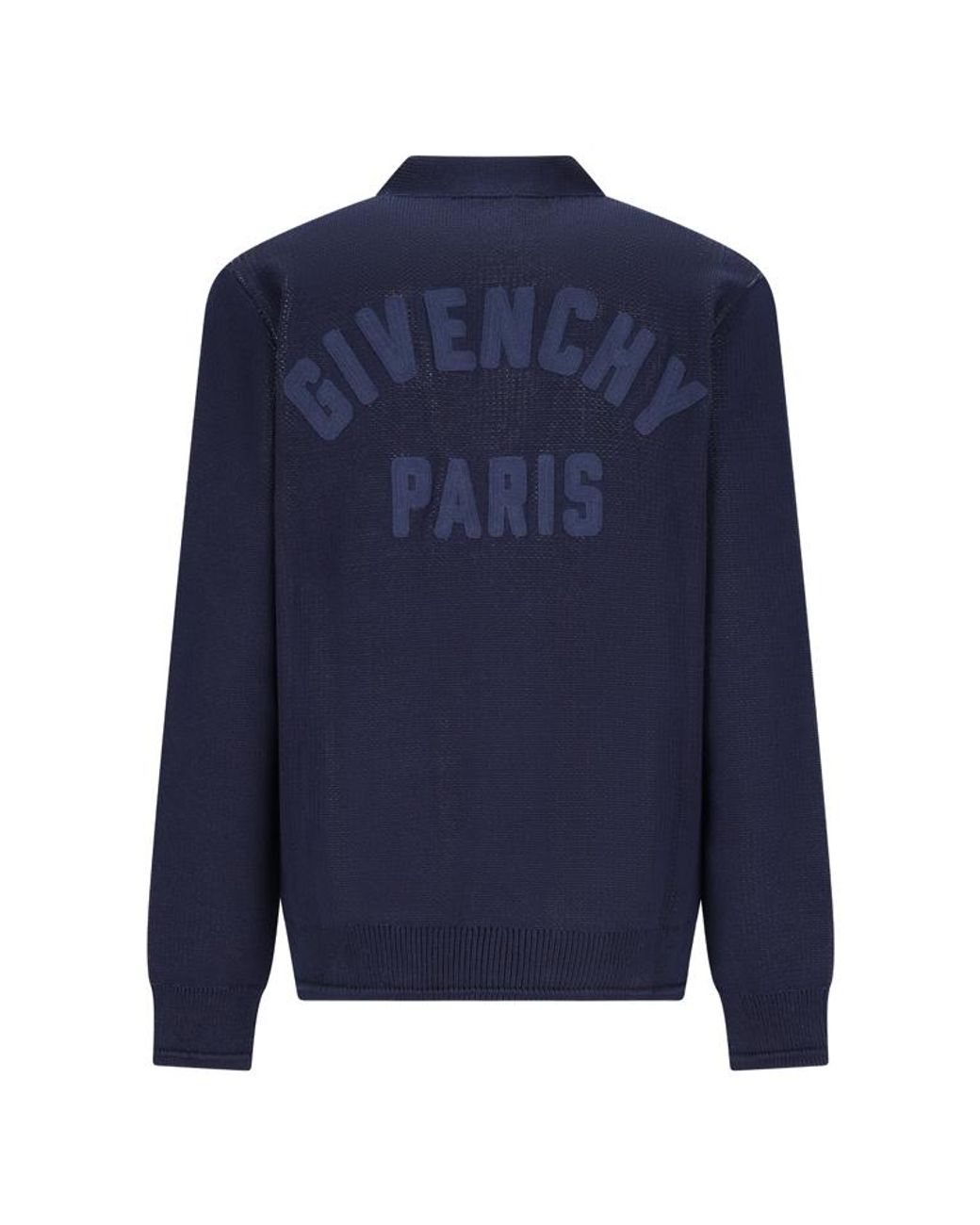 Givenchy Blue Paris Logo V-Neck Knitted Cardigan for men