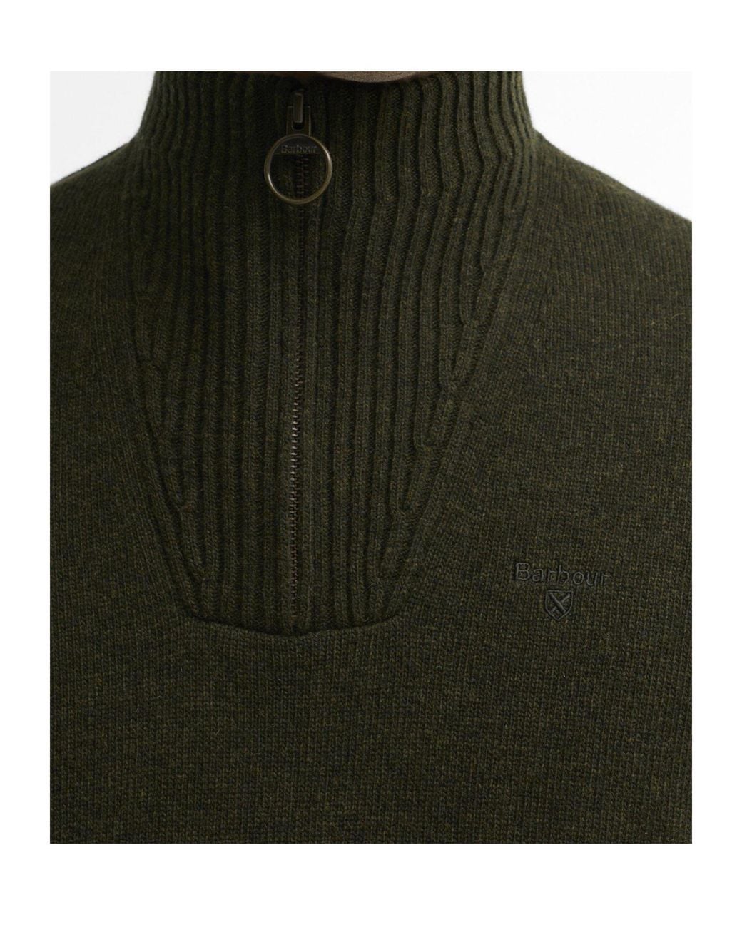 Barbour Green Half-Zip Mock Neck Knit Sweater for men