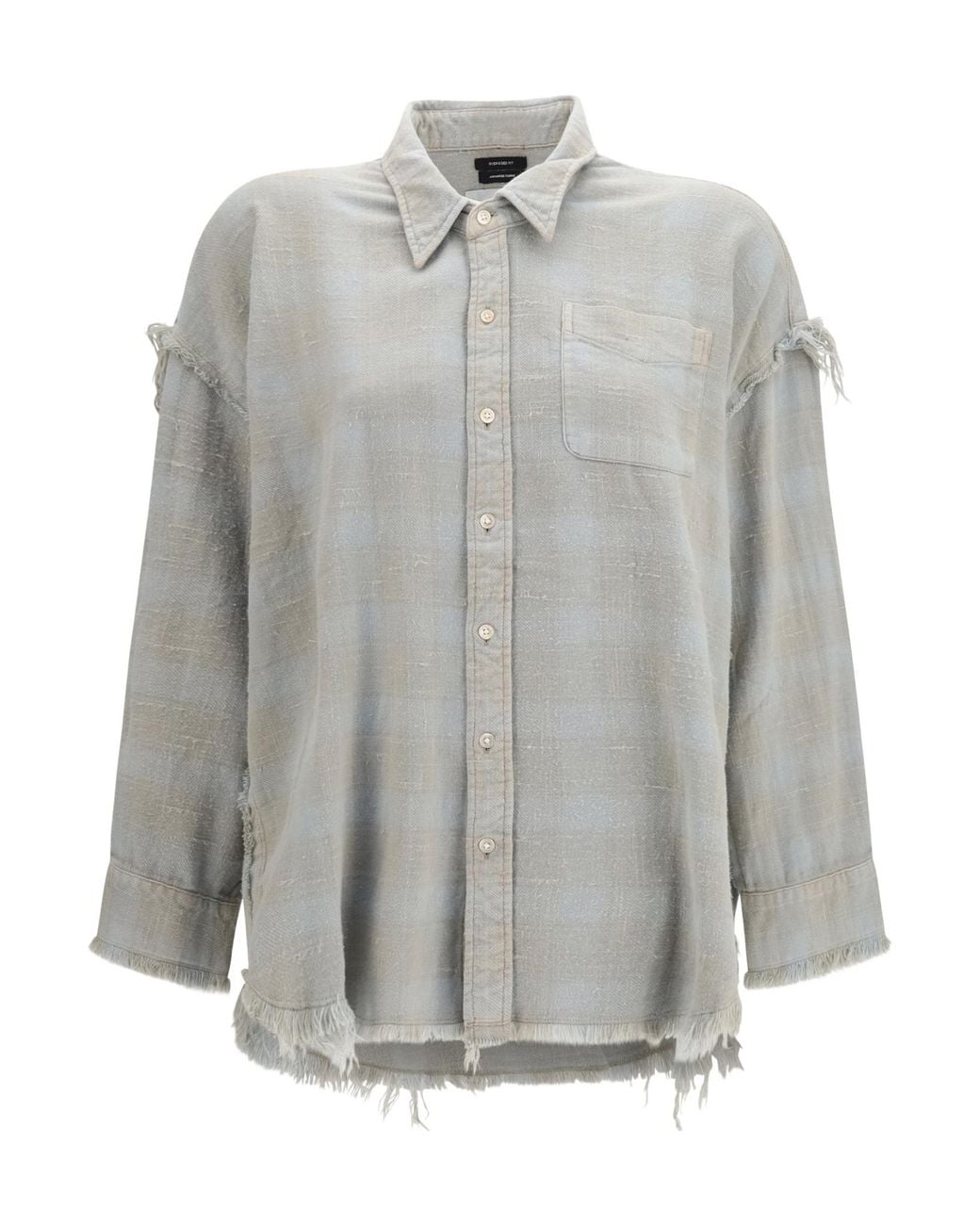 R13 Gray Distressed Oversized Shirt
