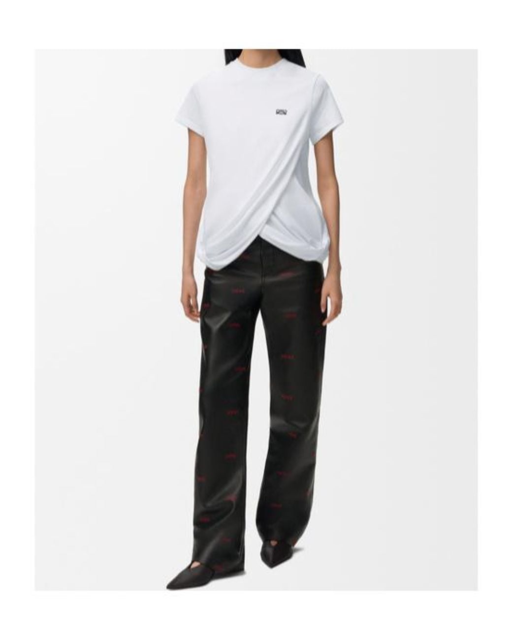 Loewe White Asymmetric Draped T-Shirt