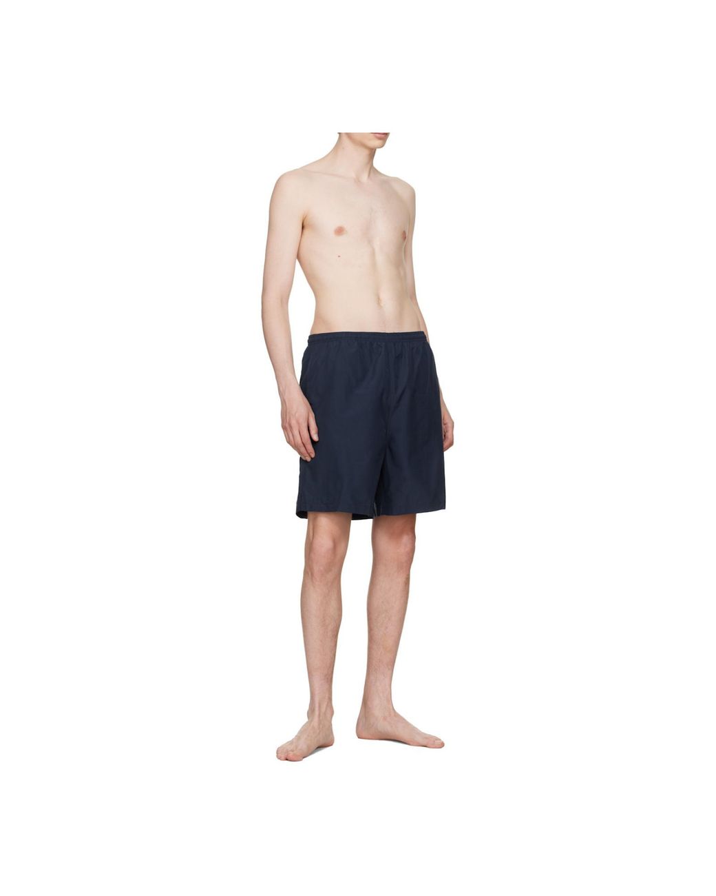AMI Blue Logo Plain Elasticated Waistband Swim Shorts for men