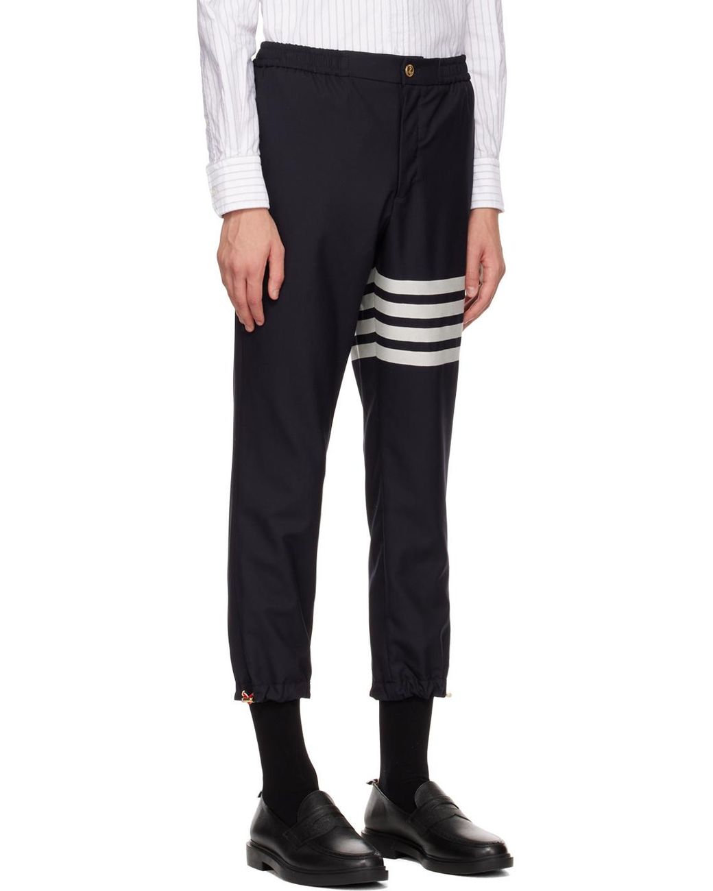Thom Browne Black Bar Straight Leg Trousers for men