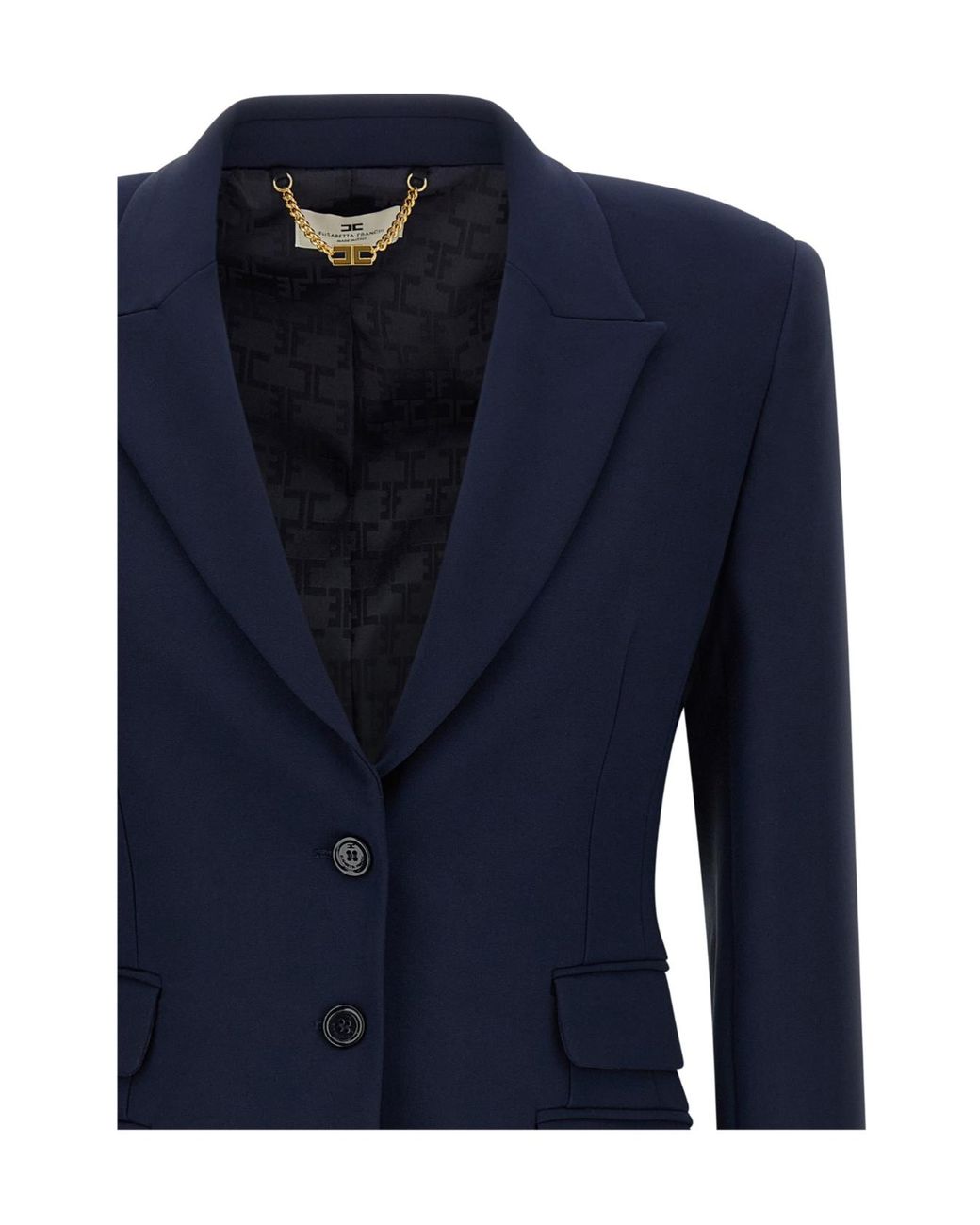 Elisabetta Franchi Blue Single Breasted Tailored Blazer