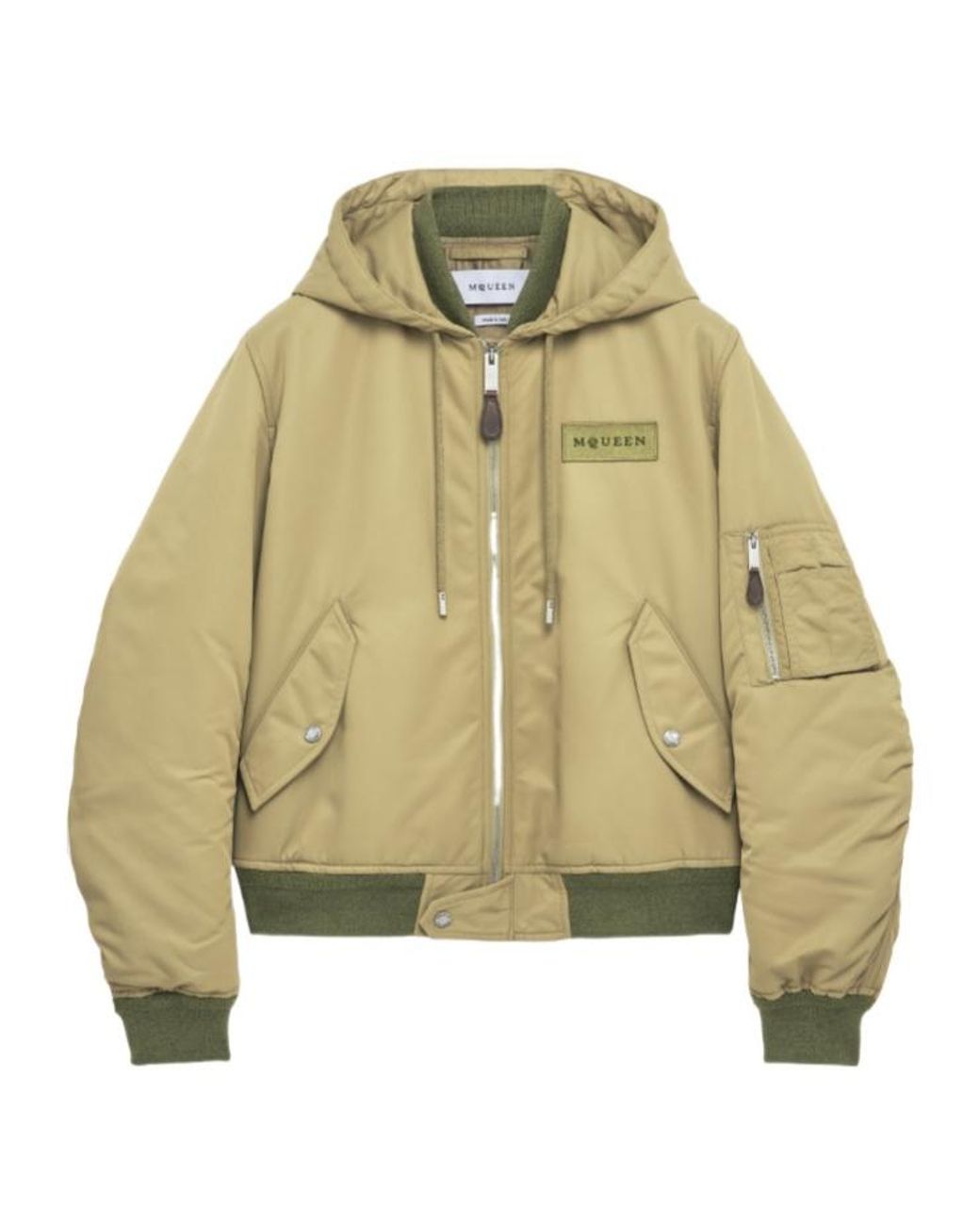 McQueen Green Logo Appliqué Bomber Jacket for men