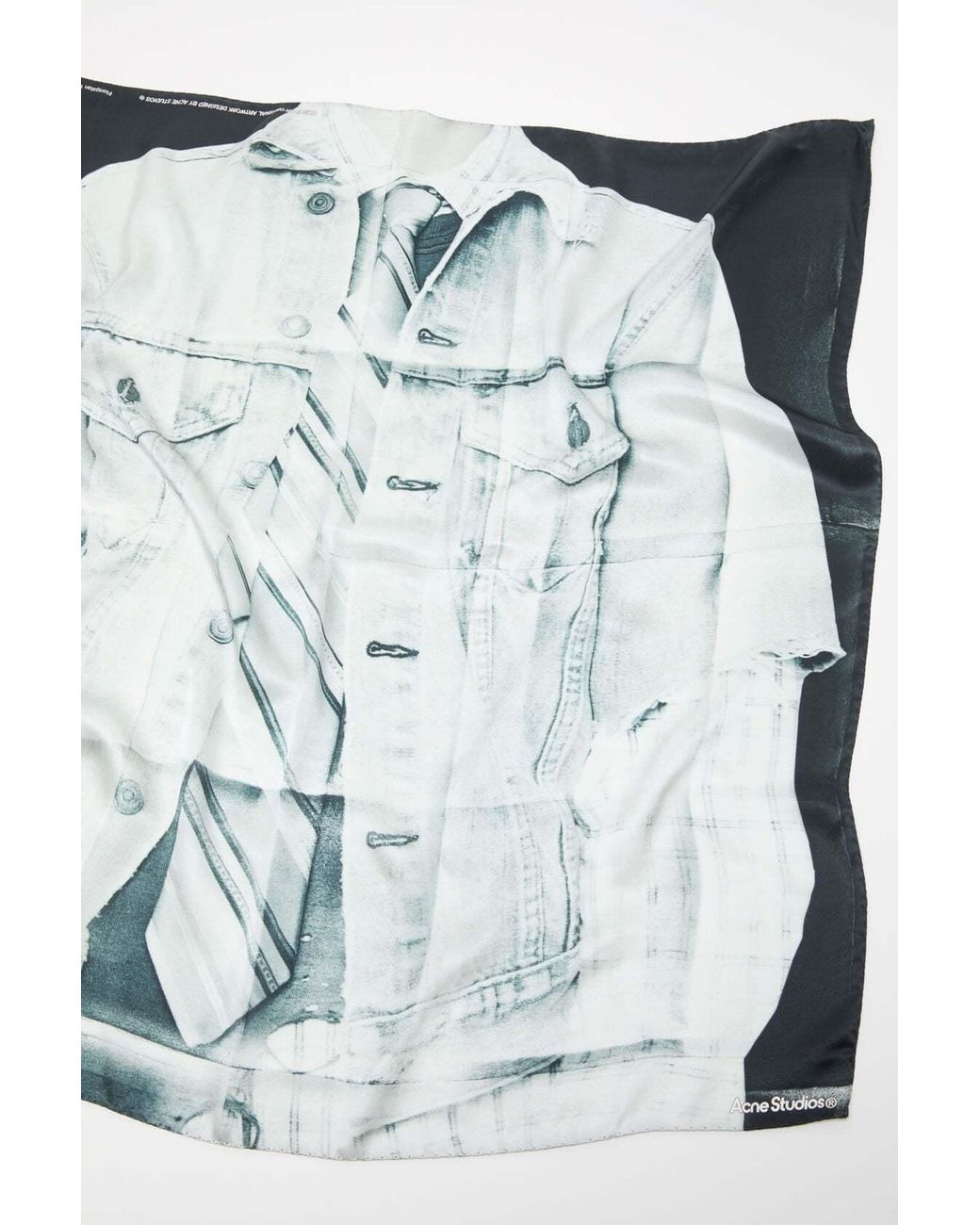 Acne Blue Silk Collage Scarf for men