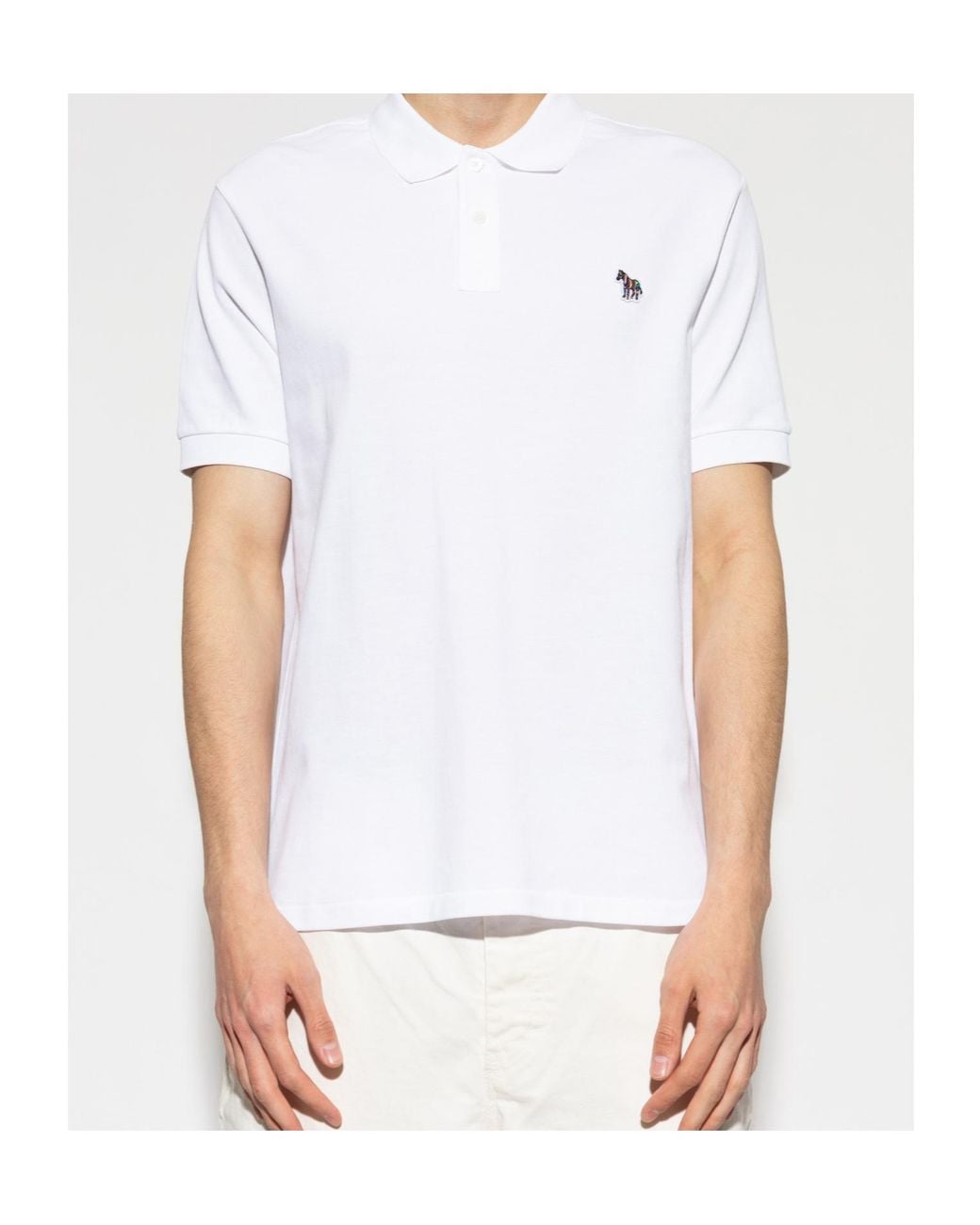 Paul Smith White Ps Paul Smith Zebra-Patch Short Sleeved Polo Shirt for men