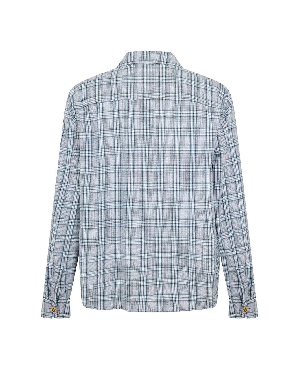Versace Blue Long-Sleeved Printed Shirt for men