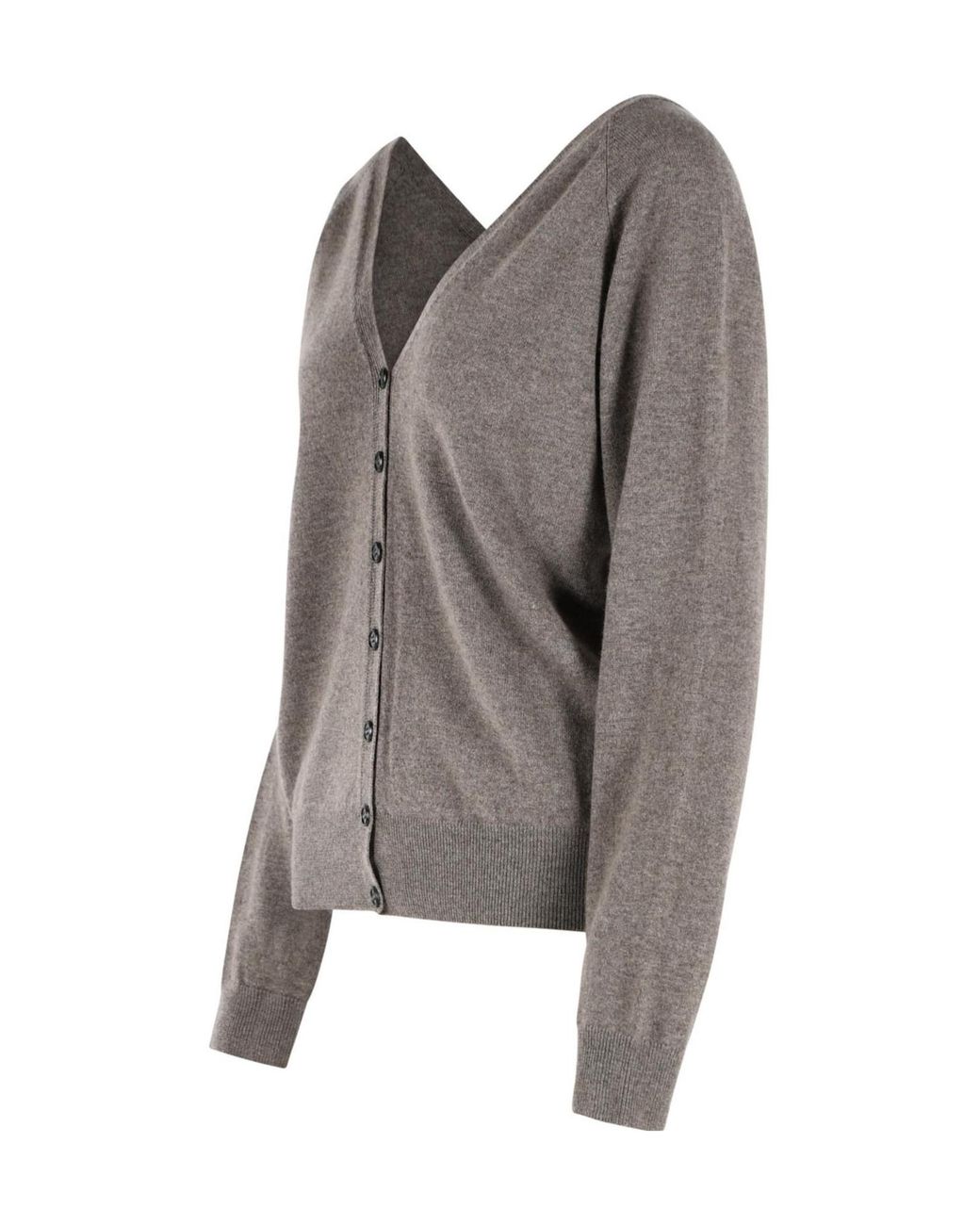 Lisa Yang Gray Jiani V-Neck Button-Up Cardigan