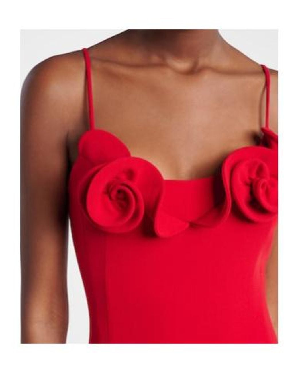Magda Butrym Red Floral-Appliqué Wool-Blend Midi Dress
