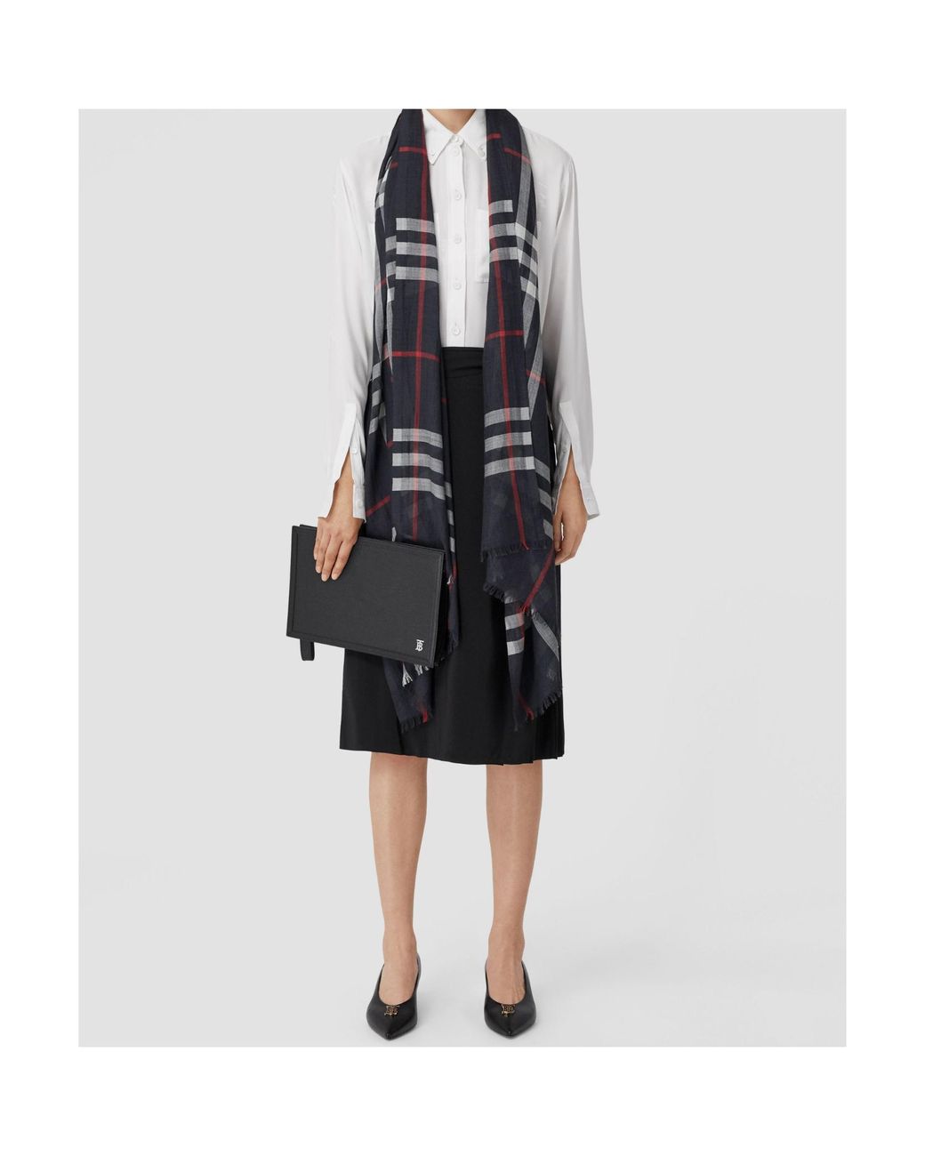 Burberry Blue Lightweight Check Scarf