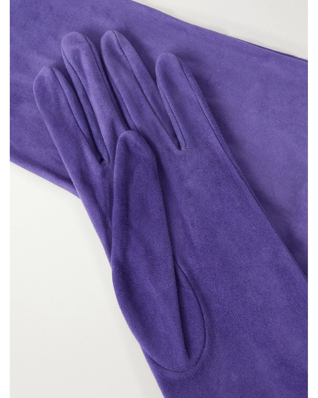 Khaite Purple Remo Suede Gloves