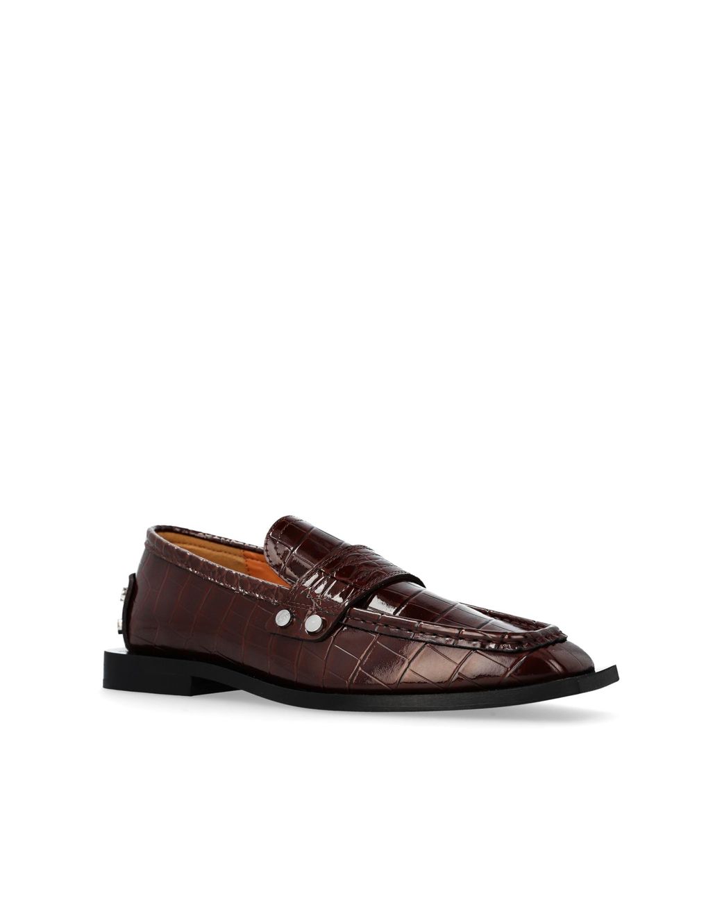 Ganni Brown Embossed Studded Loafers