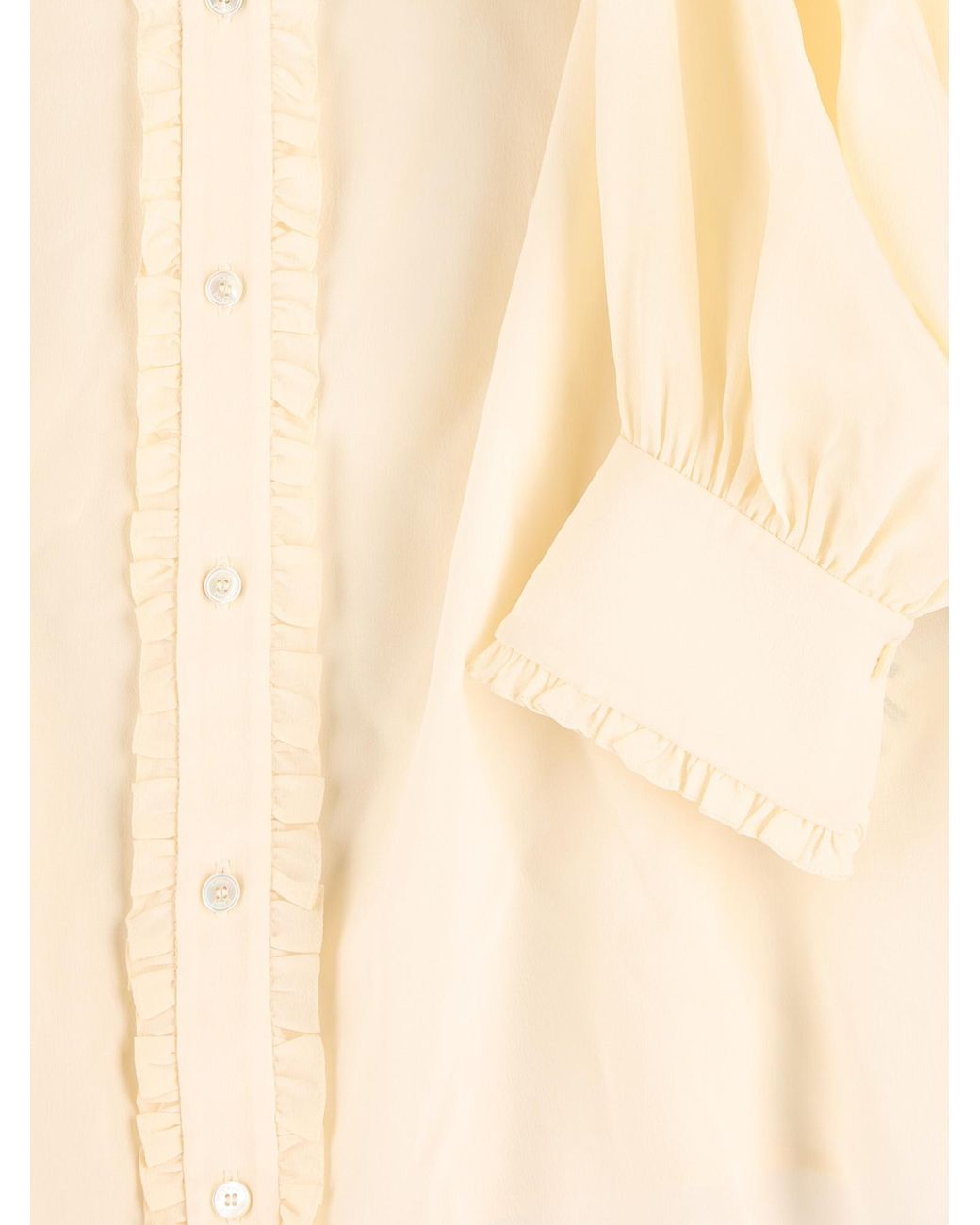 Chloé Natural Chloé Lace Panel Ruffled Blouse