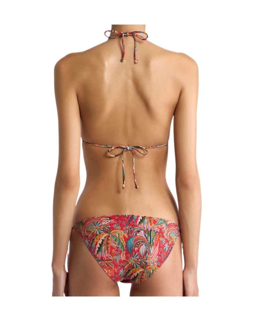 Etro Red Paisley Triangle Bikini