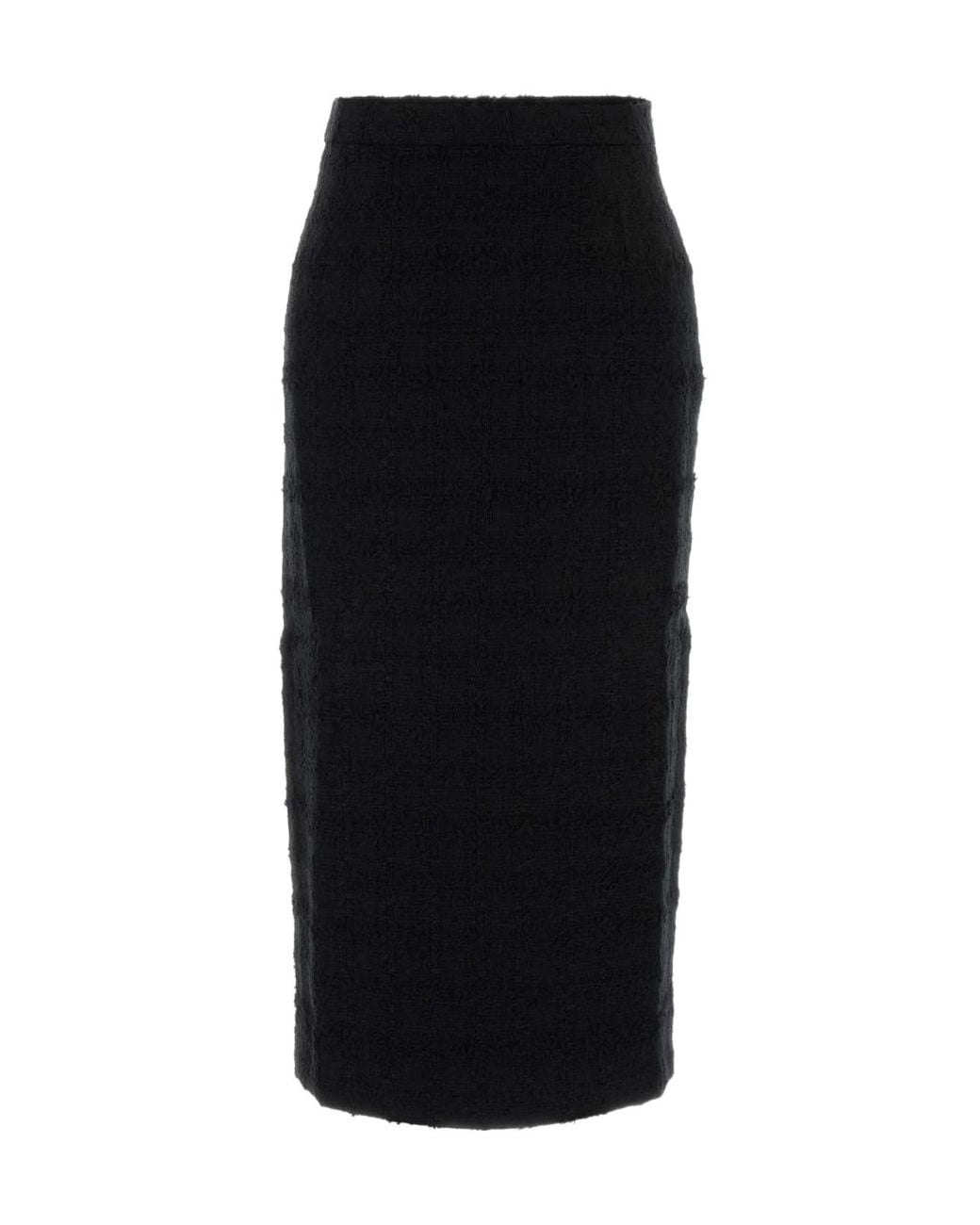 Alessandra Rich Black Checked Tweed Midi Skirt
