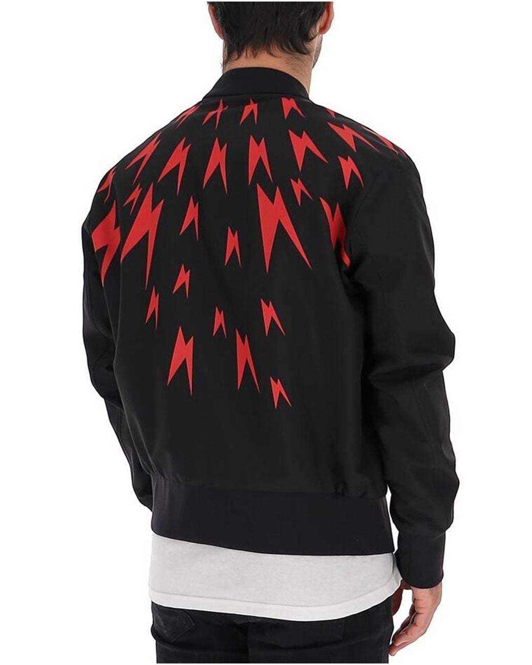 Neil Barrett Multicolor Lightning Print Baseball Jacket for men