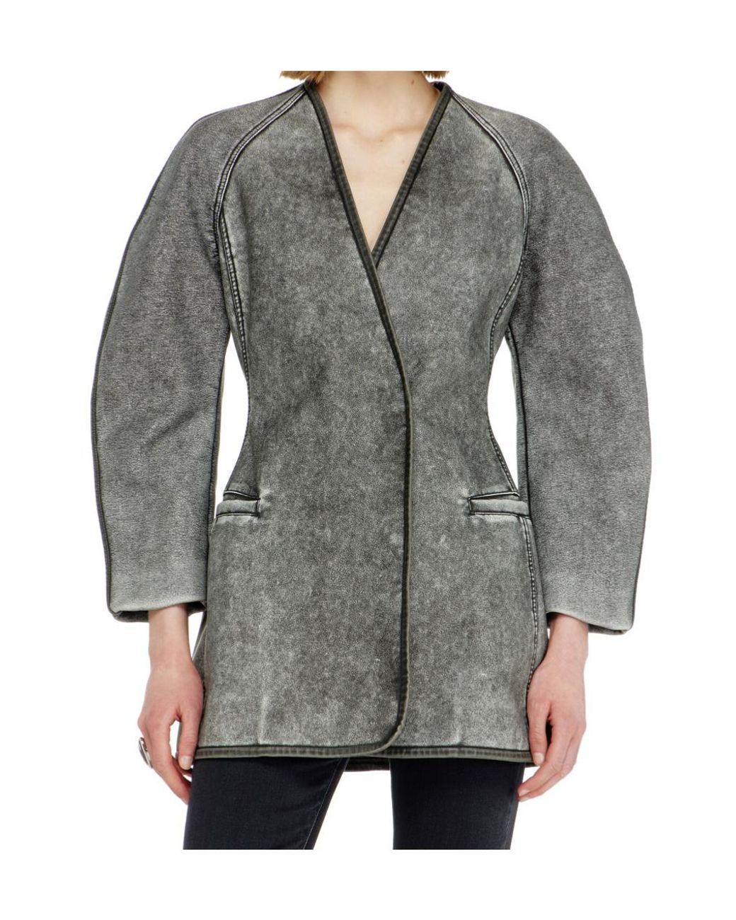 DIESEL Gray Cardigan Jacket With Cocoon Sleeves
