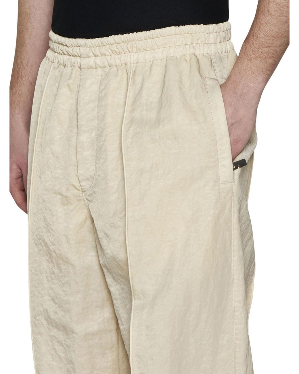 Burberry White Crinkled Elasticated Waistband Wide-Leg Track Pants for men