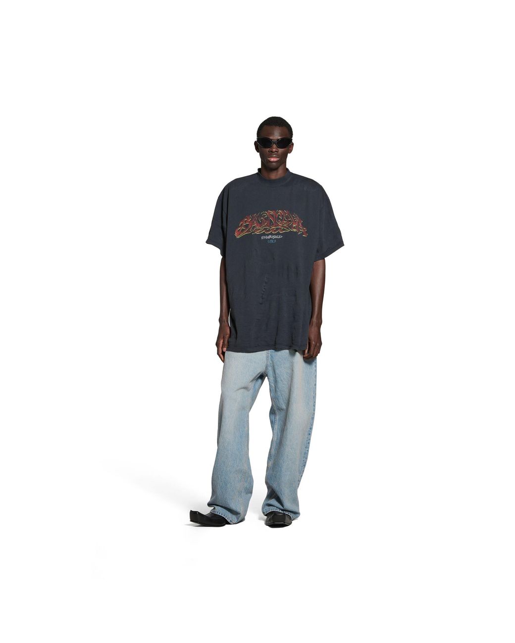 Balenciaga Blue Offshore Oversized T-Shirt for men