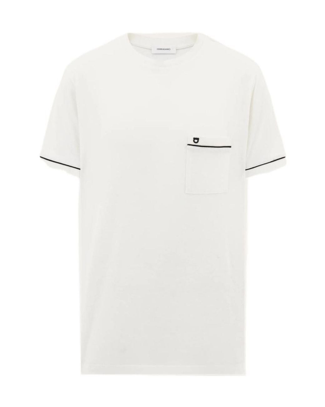 Ferragamo White Ferragamo Short Sleeve Crewneck T-Shirt for men