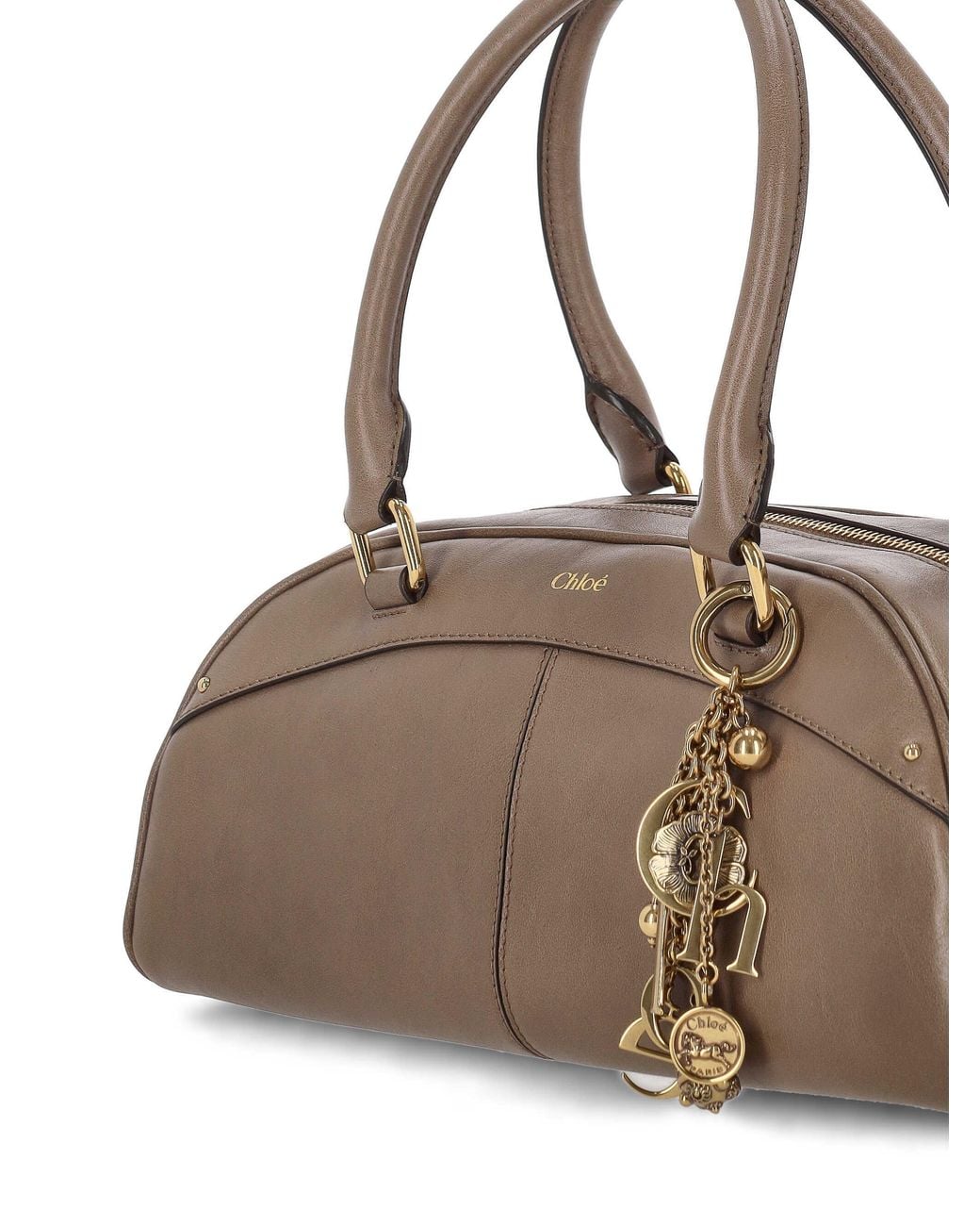 Chloé Brown Chloé Zipped Bowling Hand Bag