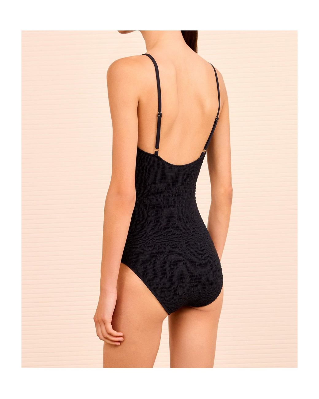 Ulla Johnson Black Biarritz Smocked Swimsuit
