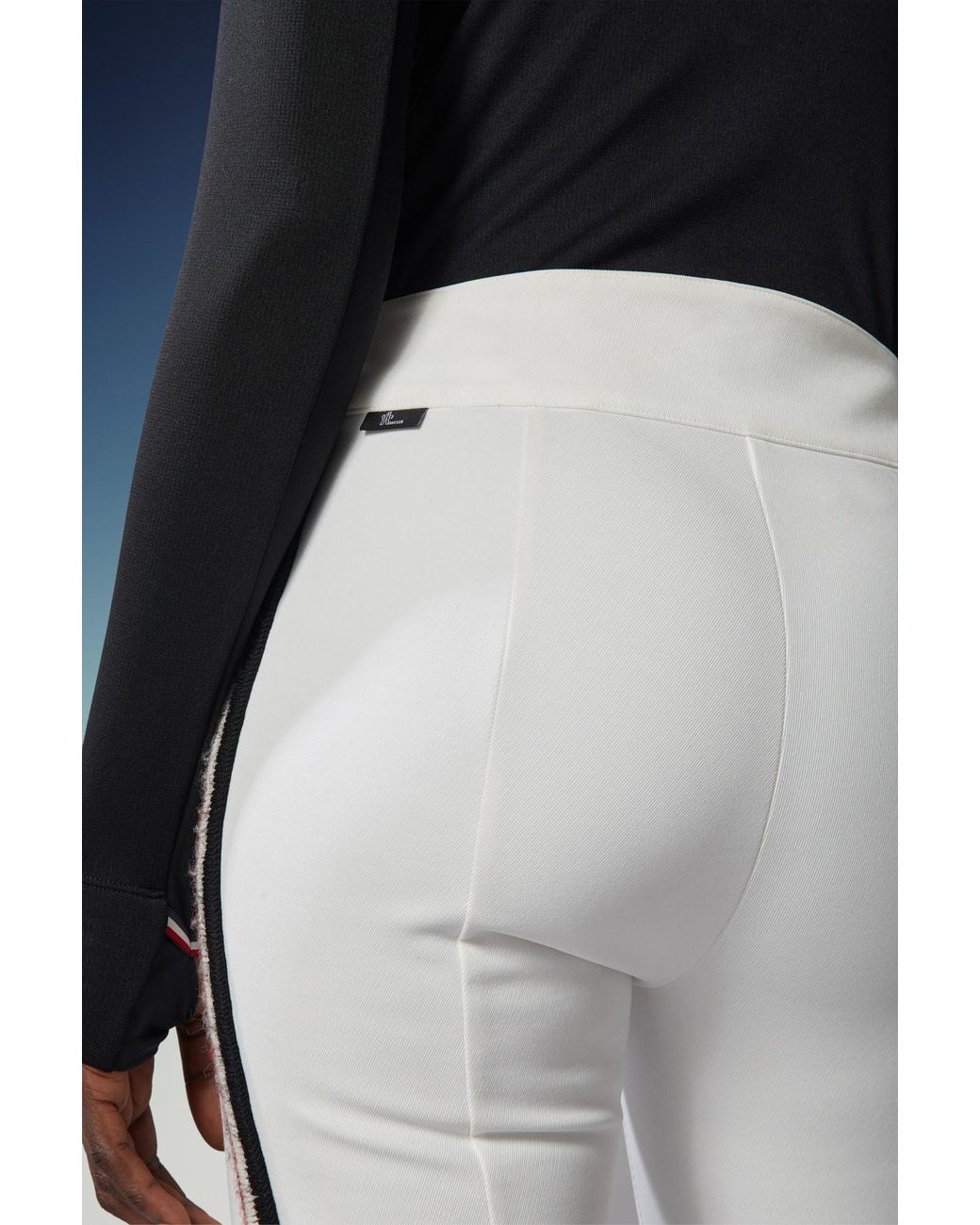 Moncler Natural Grenoble Side Embroidered High-Waisted Pants