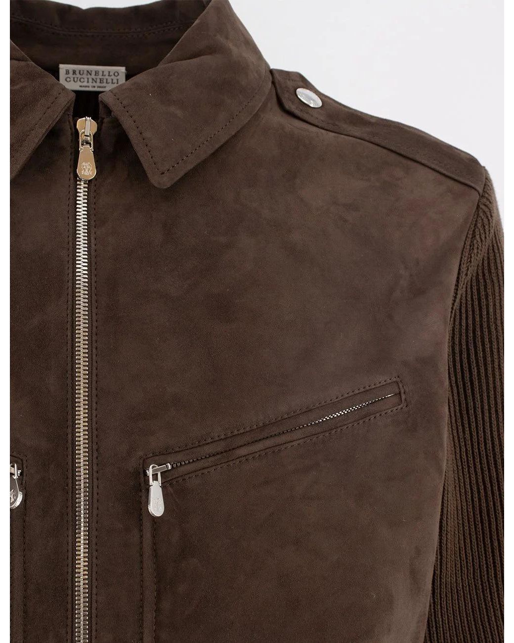 Brunello Cucinelli Brown Suede Jacket for men