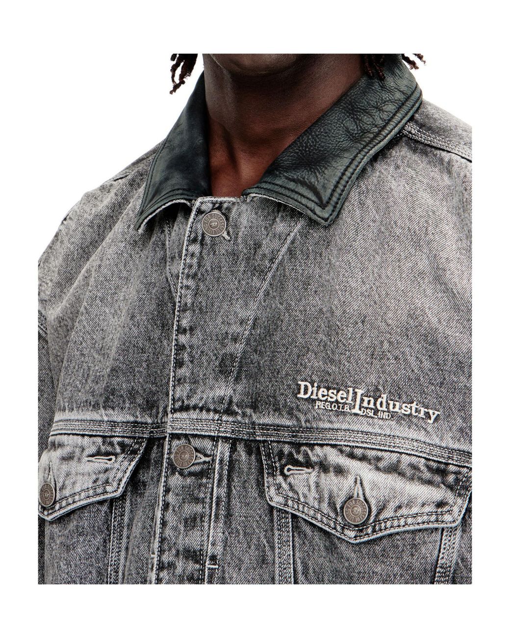 DIESEL Gray D-Denver- Denim Jacket for men