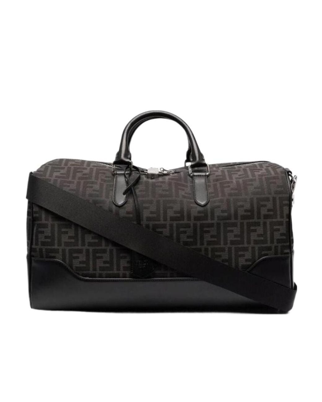 Fendi Black Ff Jacquard Medium Duffle Bag for men
