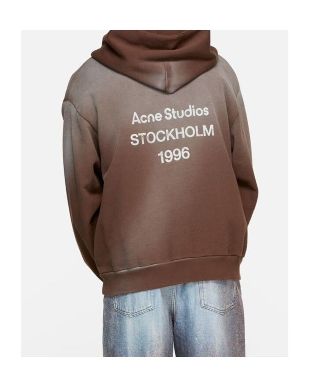 Acne Brown Logo Printed Long-Sleeved Hoodie for men