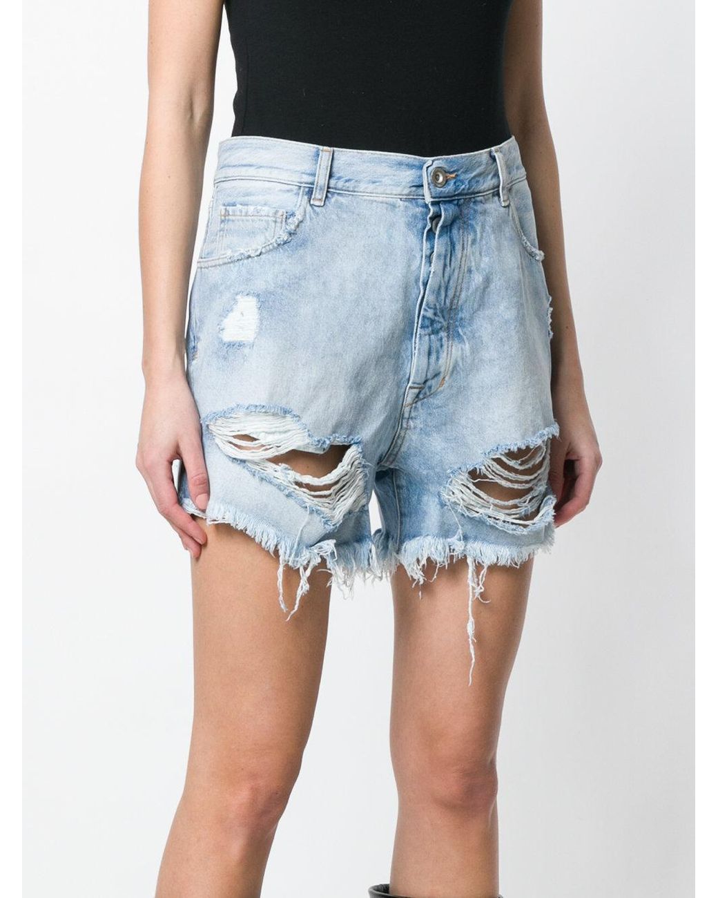 Unravel Project Blue Imitation Old Denim Shorts