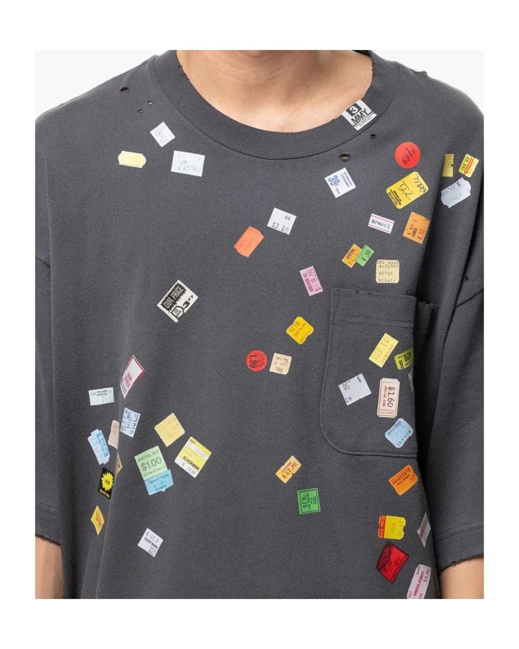 Maison Mihara Yasuhiro Black Price Tag-Sticker Printed T-Shirt for men