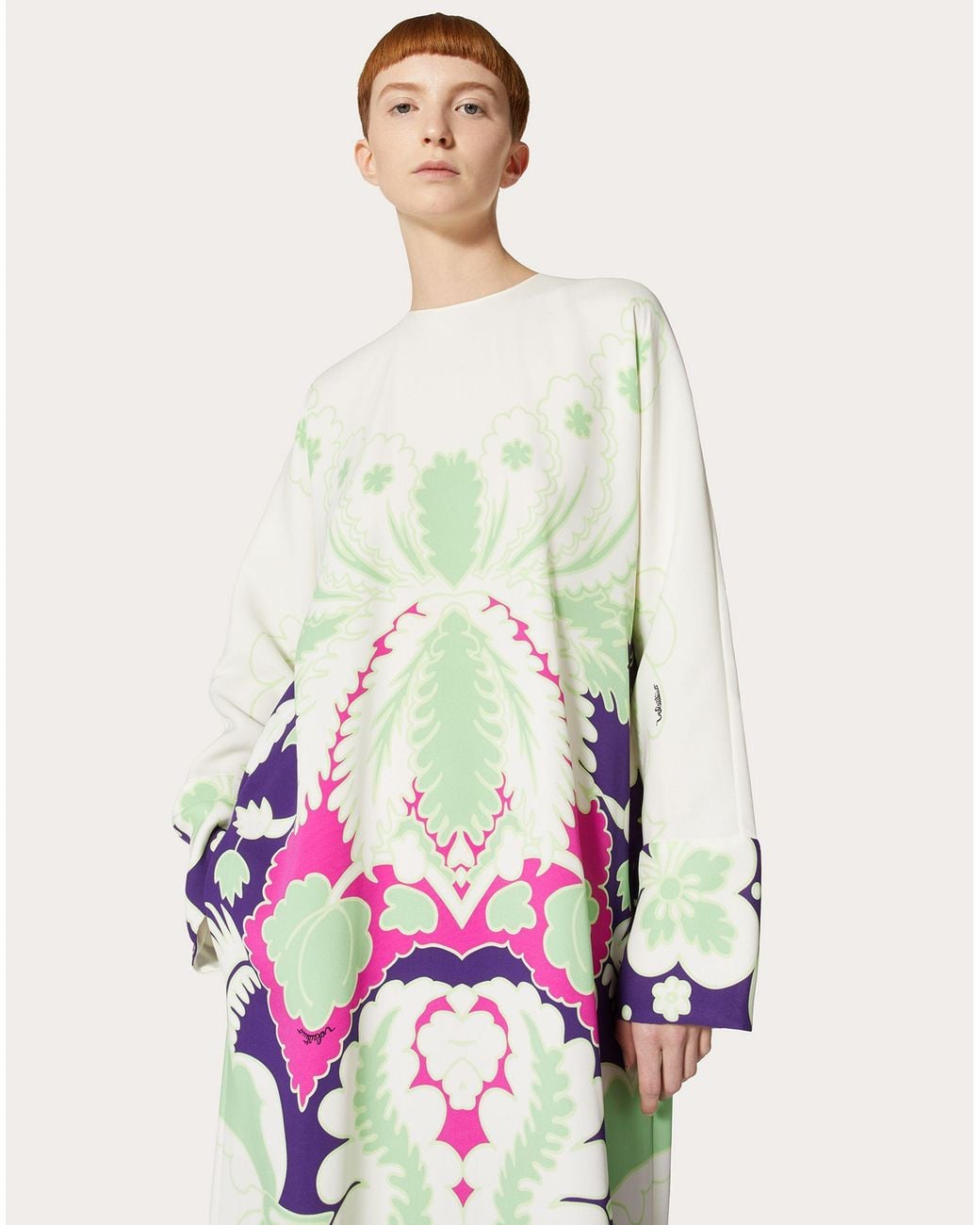 Valentino White Floral Print Silk Midi Dress