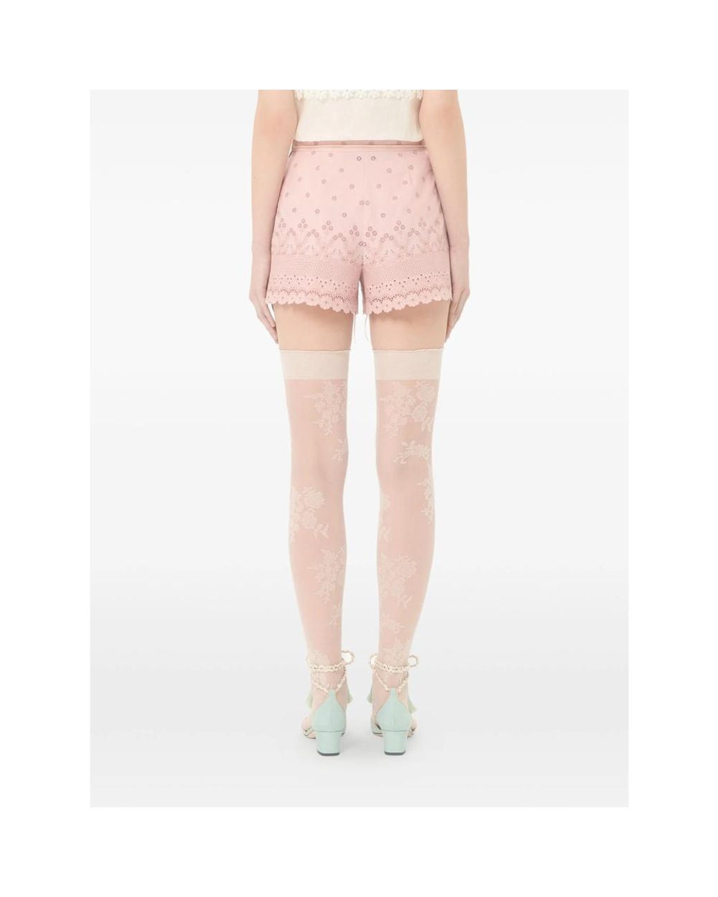 Valentino Pink Pap Broderie Shorts
