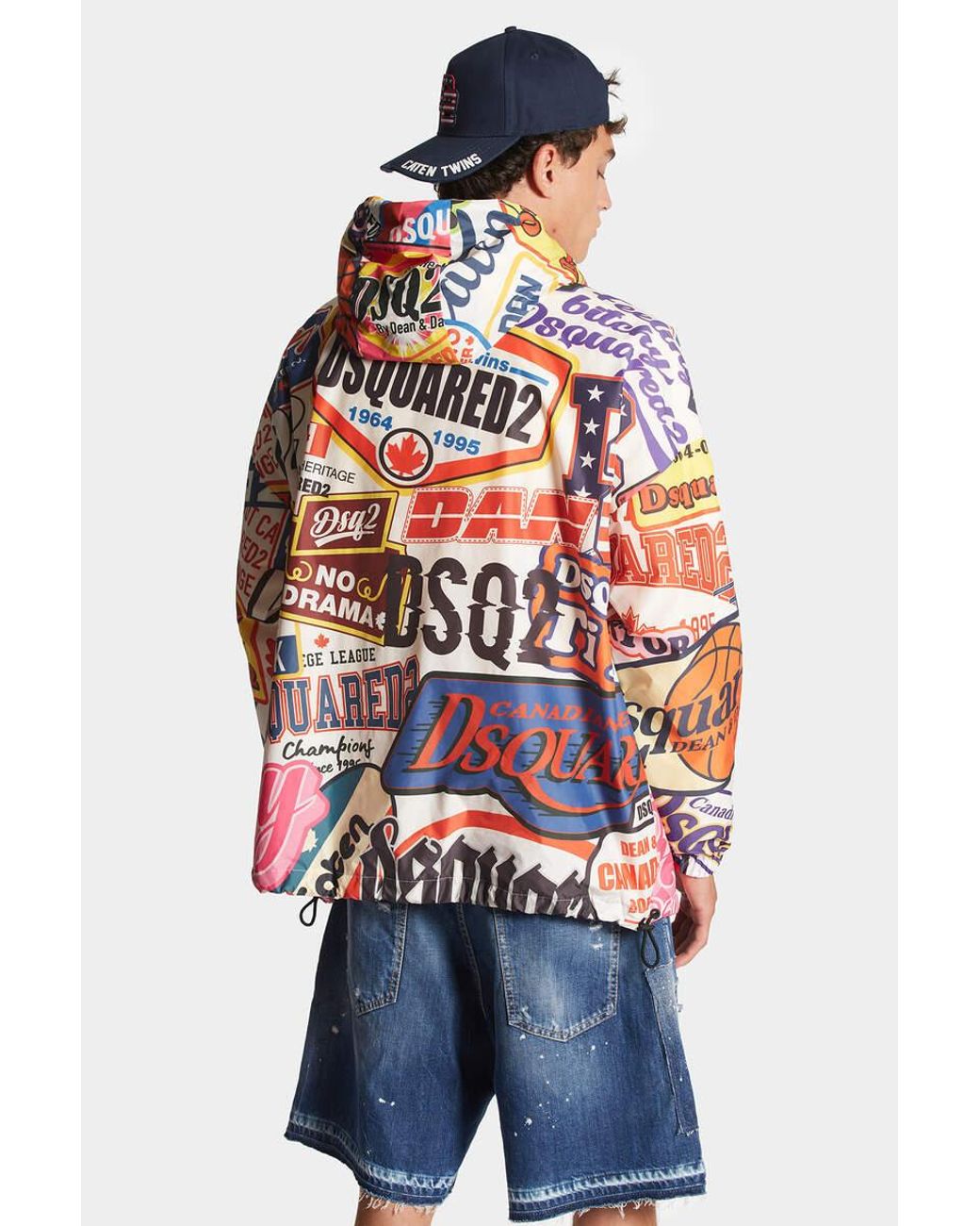 DSquared² White Logomania Patterned Windbreaker for men