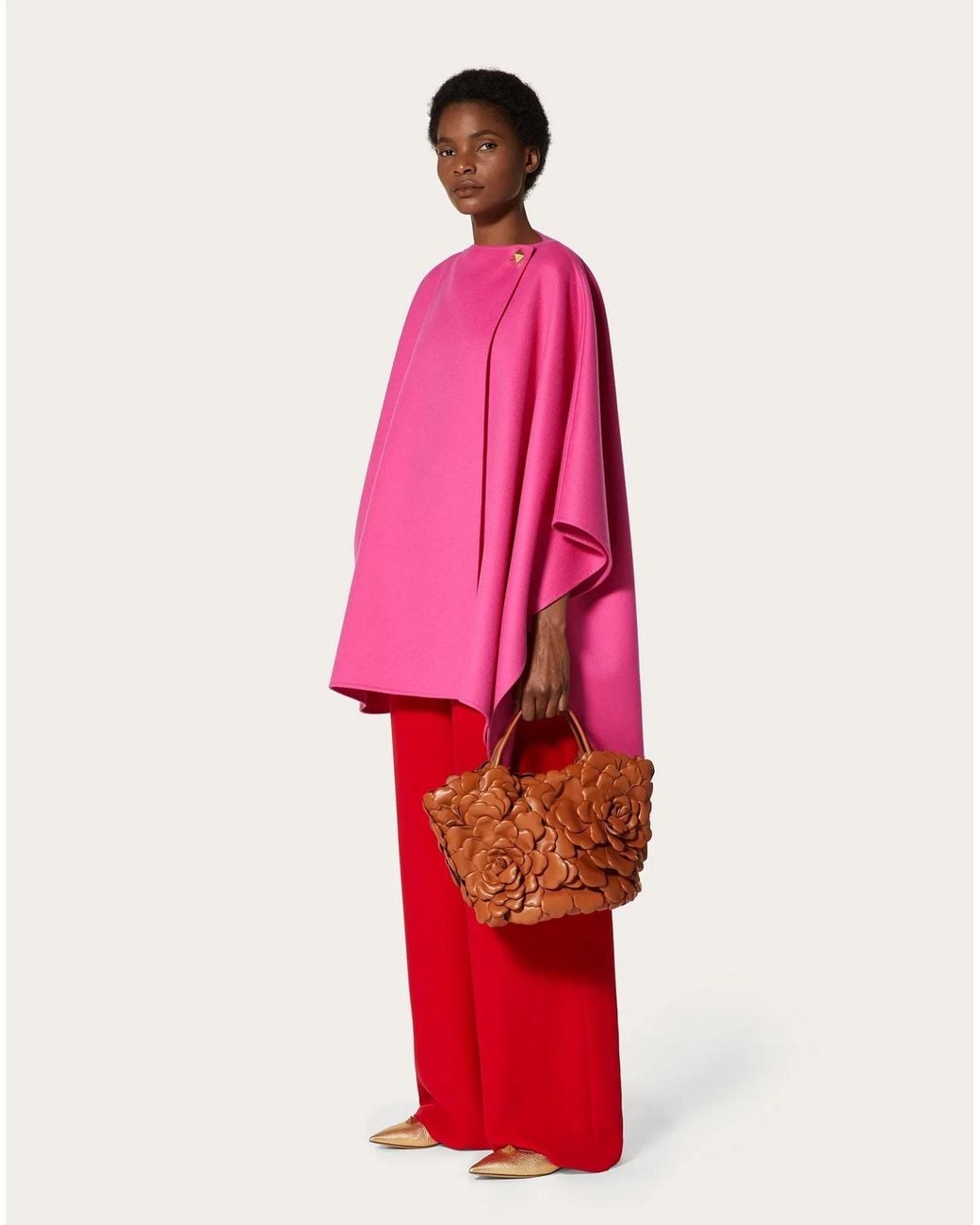 Valentino Pink Draped Button Cape