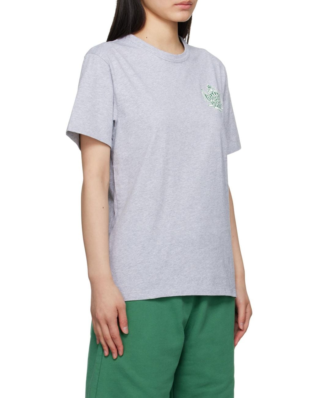 Maison Kitsuné Gray Logo-Print Cotton T-Shirt for men