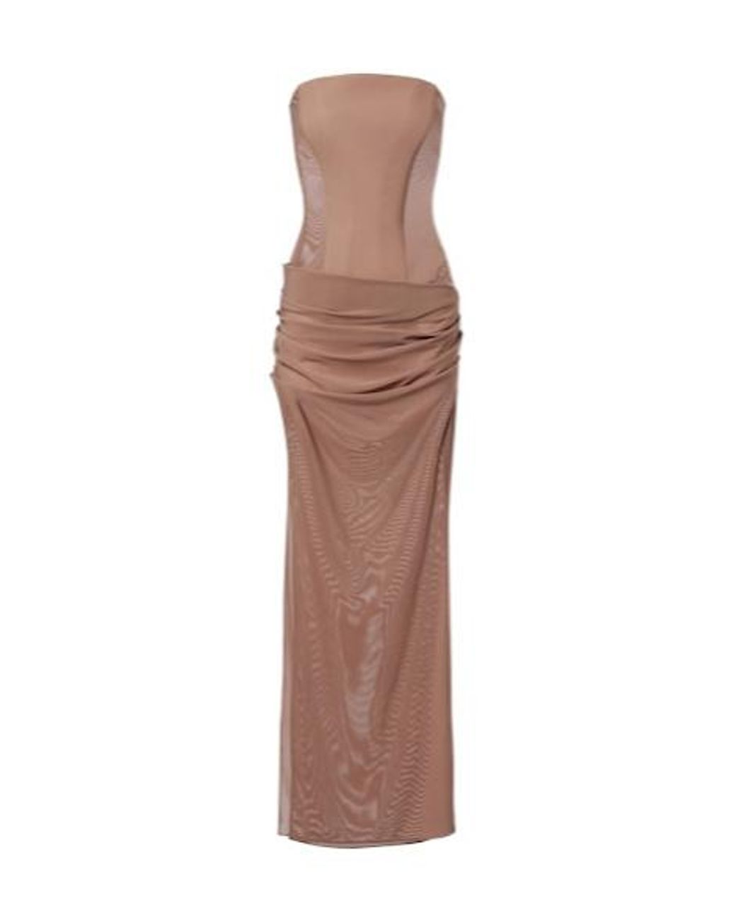 Alex Perry Brown Semi-Sheer Strapless Gown