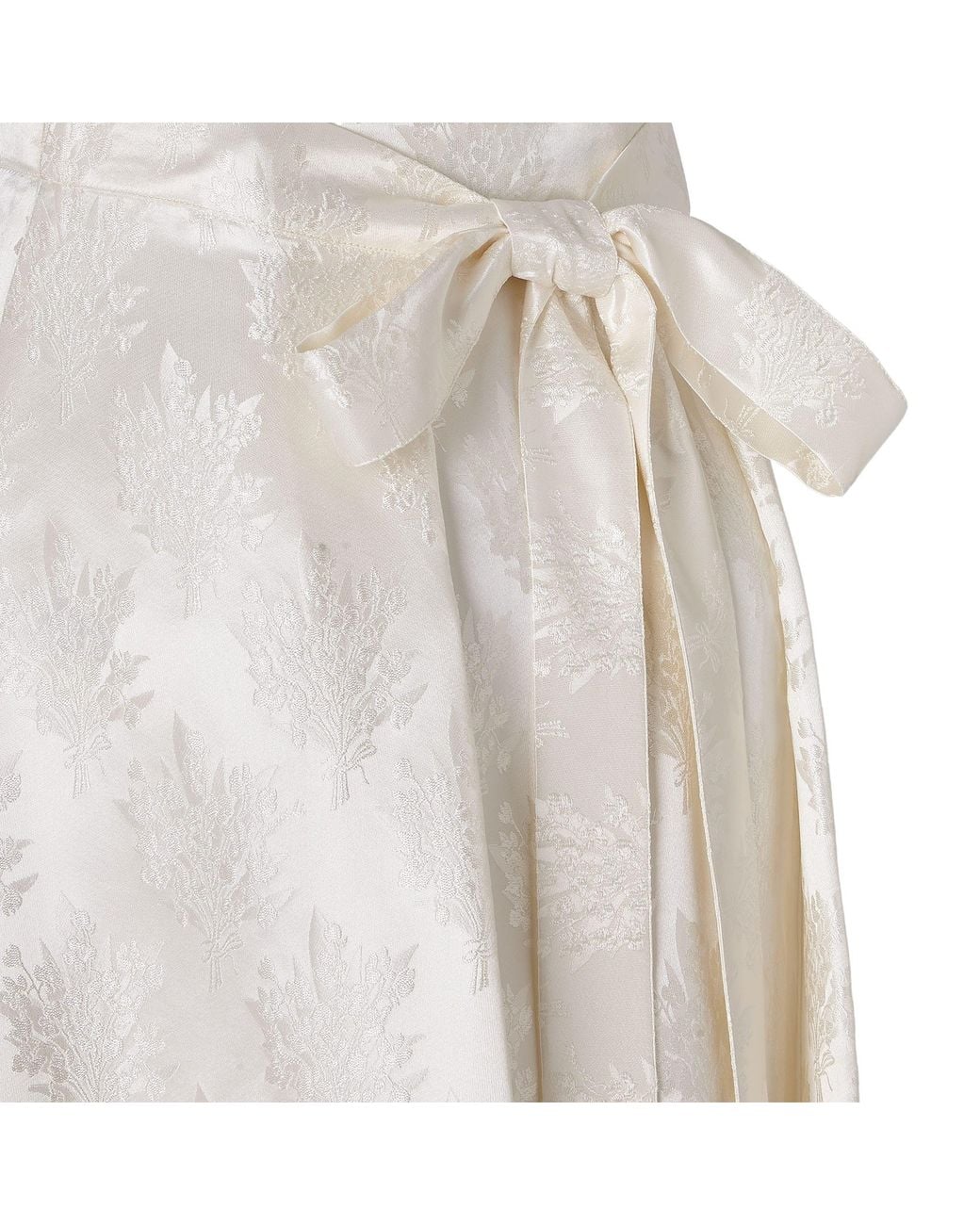 Fendi White Floral Jacquard Tied-Waist Midi Skirt