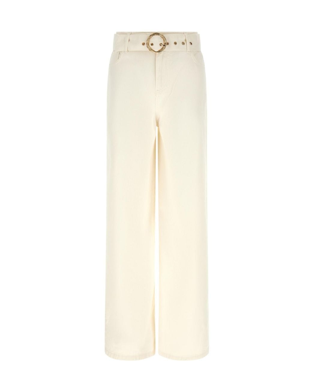 Twinset White Belted Wide-Leg Jeans