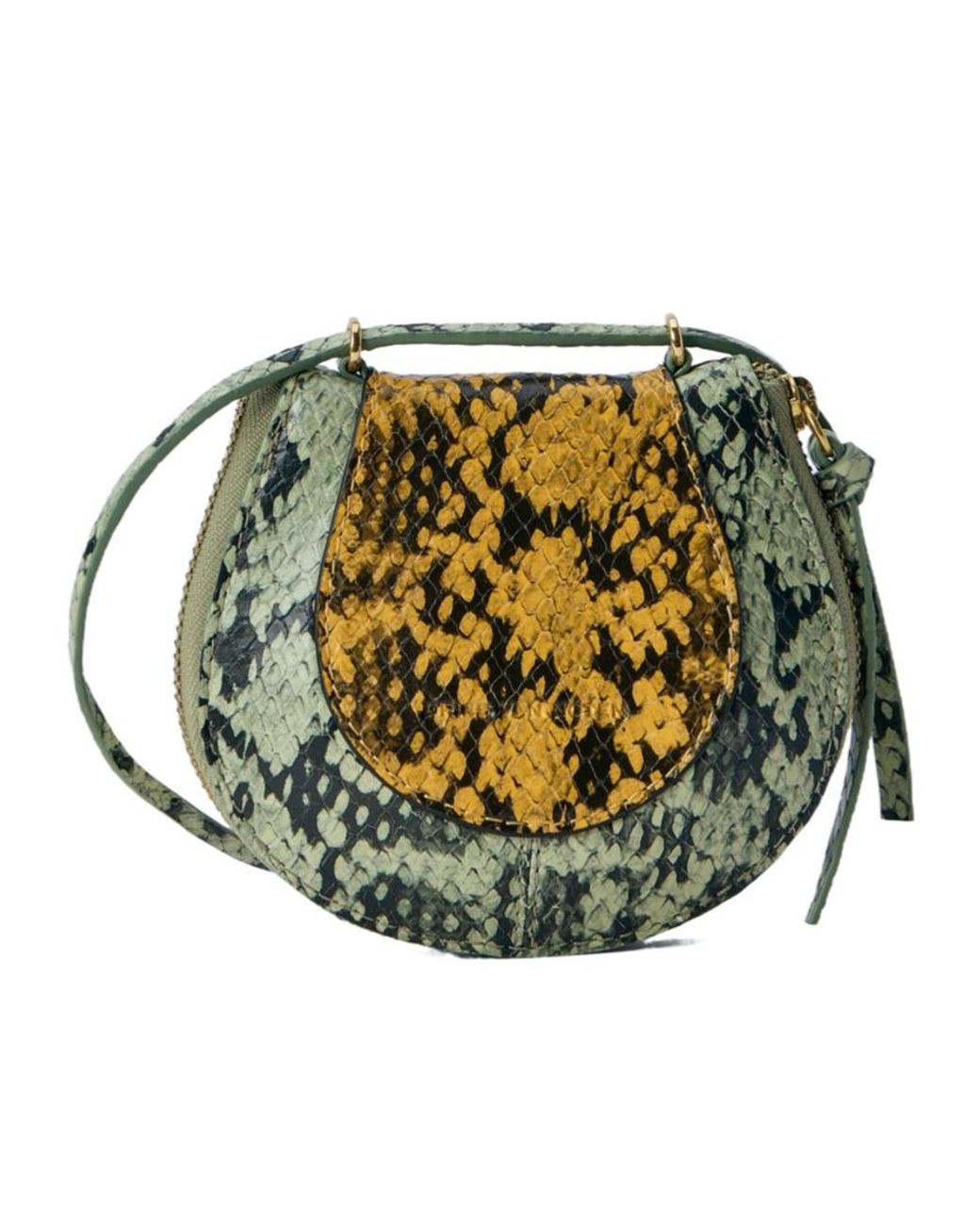 Dries Van Noten Green Embossed Leather Crossbody Bag