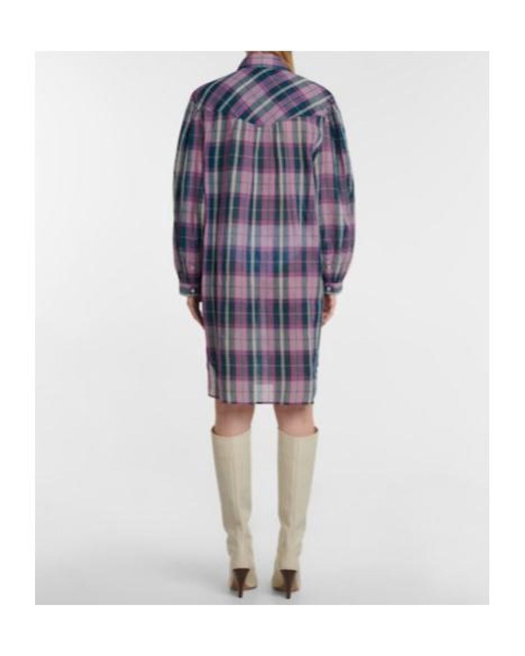 Isabel Marant Blue Britany Checked Cotton Shirt Dress