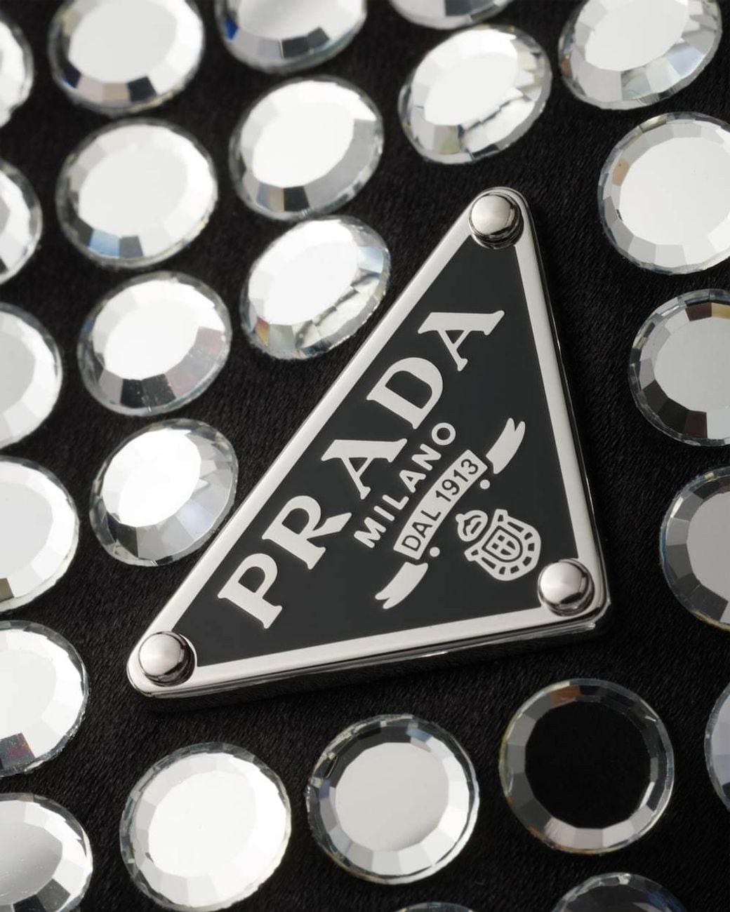 Prada Black Small Satin And Crystal Shoulder Bag