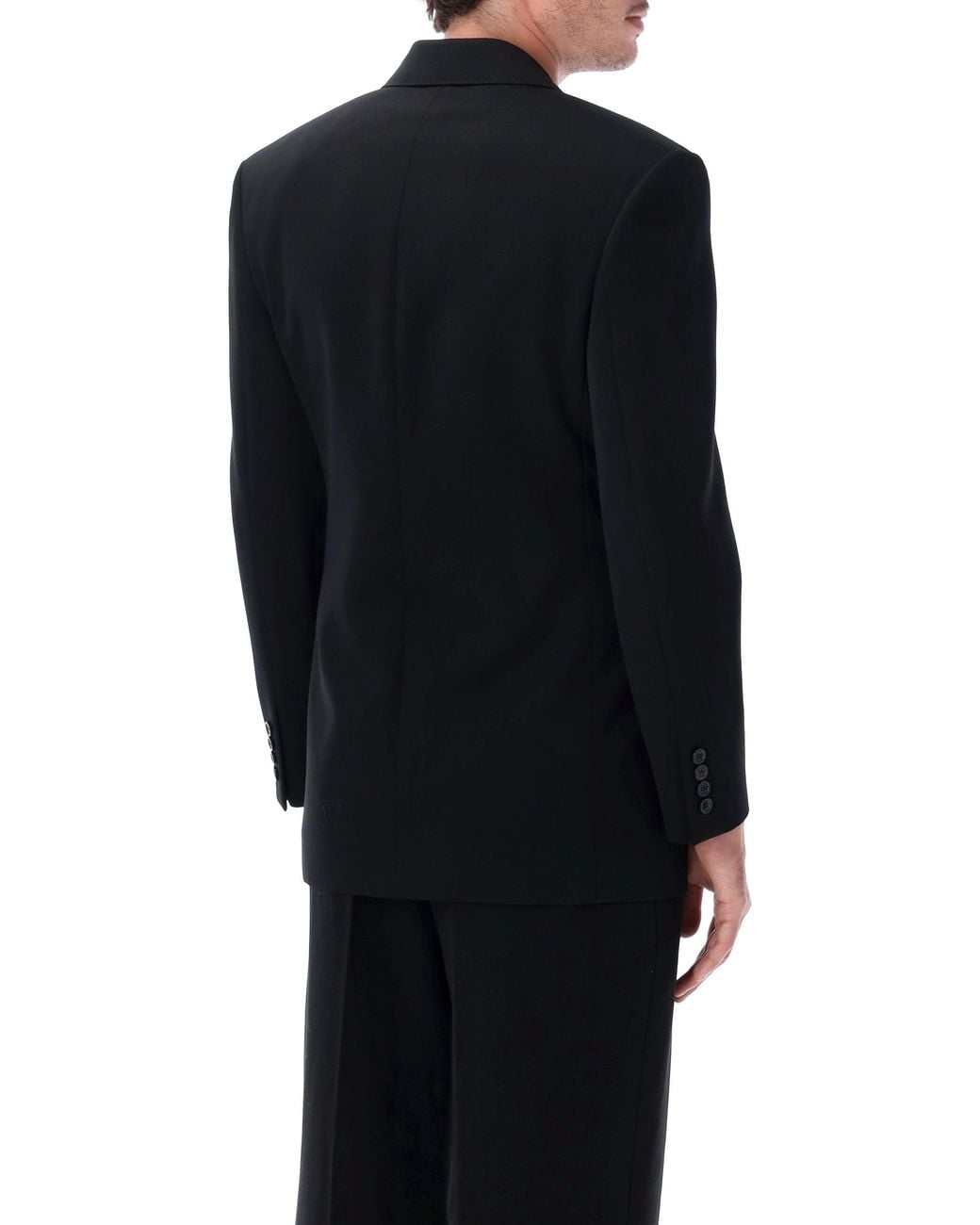 Saint Laurent Black Double-Breasted Long-Sleeved Jacket for men